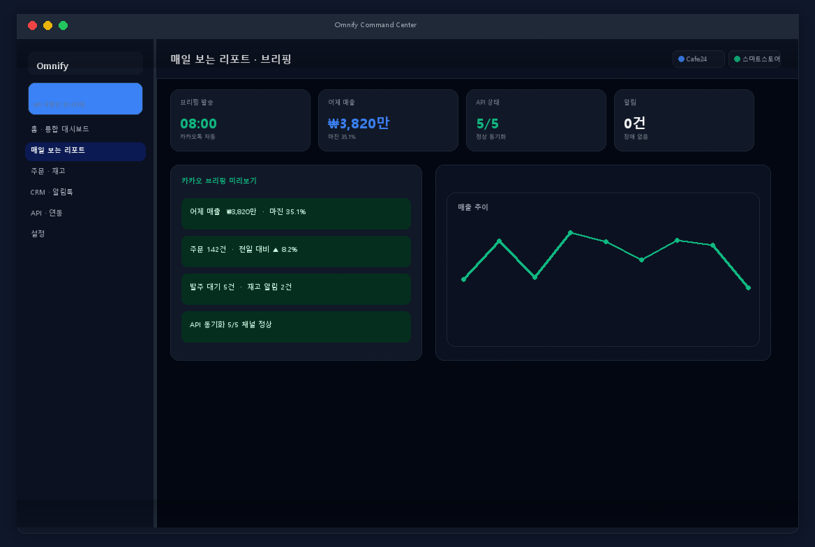 F사 Omnify 카카오 브리핑 스크린샷